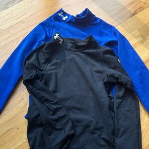Under Armour Black and Blue Athletic Tops (2) cold gear